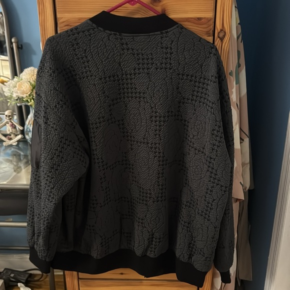 Rose Patterned Jacquard-Knit Bomber Jacket - Wild Fable - Picture 4 of 7